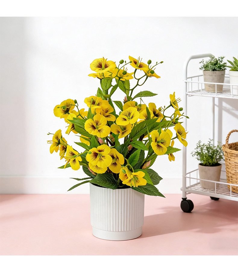Artificial flowers such as pansies, butterfly flowers and cat face flowers are beautiful and easy to maintain for home living room desktop decoration pic 9