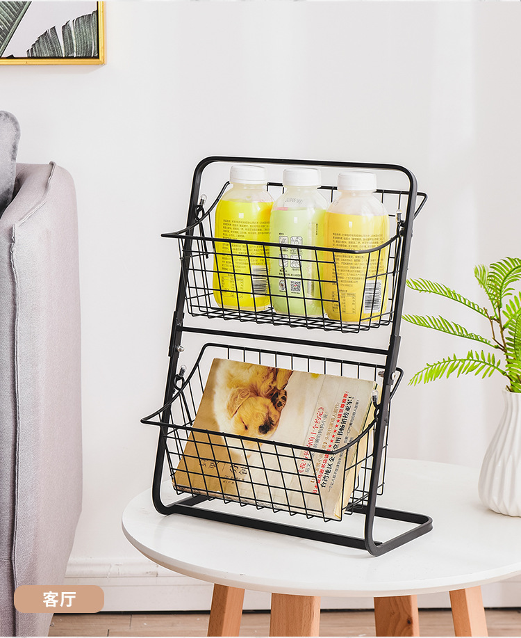 亚马逊厨房果蔬收纳架 家用厨房客厅蔬菜水果菜篮储物置物架详情8