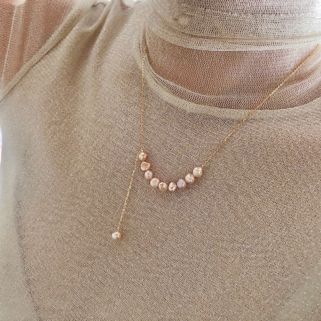 钛钢巴洛克紫罗兰色淡水珍珠项链气质网红设计感不规则珍珠锁骨链详情1