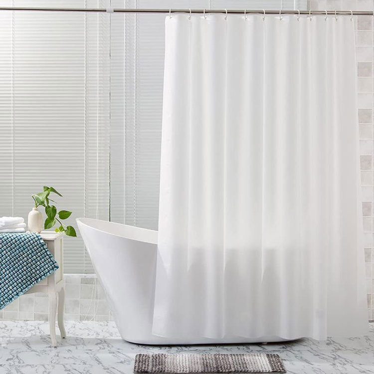 Wholesale of cross-border frosted waterproof and mold-proof non-perforated bath curtains, semi-transparent thickened sanitary partition water curtains pic 3