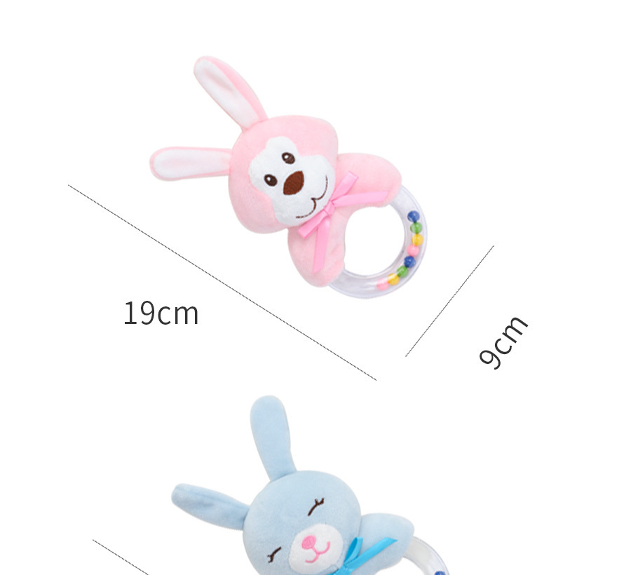 BBSKY baby cartoon animal plush doll, colorful beads, hand-held bed, bell ring, rubber particles, bell ring, round handle pic 45