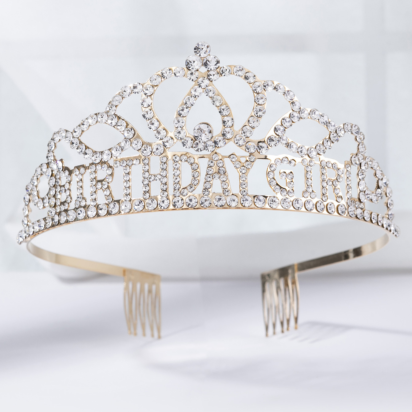 Factory direct sales cross-border crown headwear supply BIRTHDAY GIRL English letter water diamond birthday girl Crown party headwear pic 8