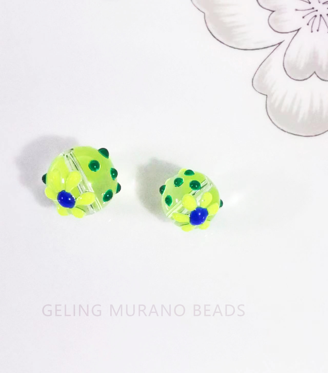 手绘趣味滴油琉璃散珠花朵 手工DIY串珠手链耳环项链饰品配件批发详情15