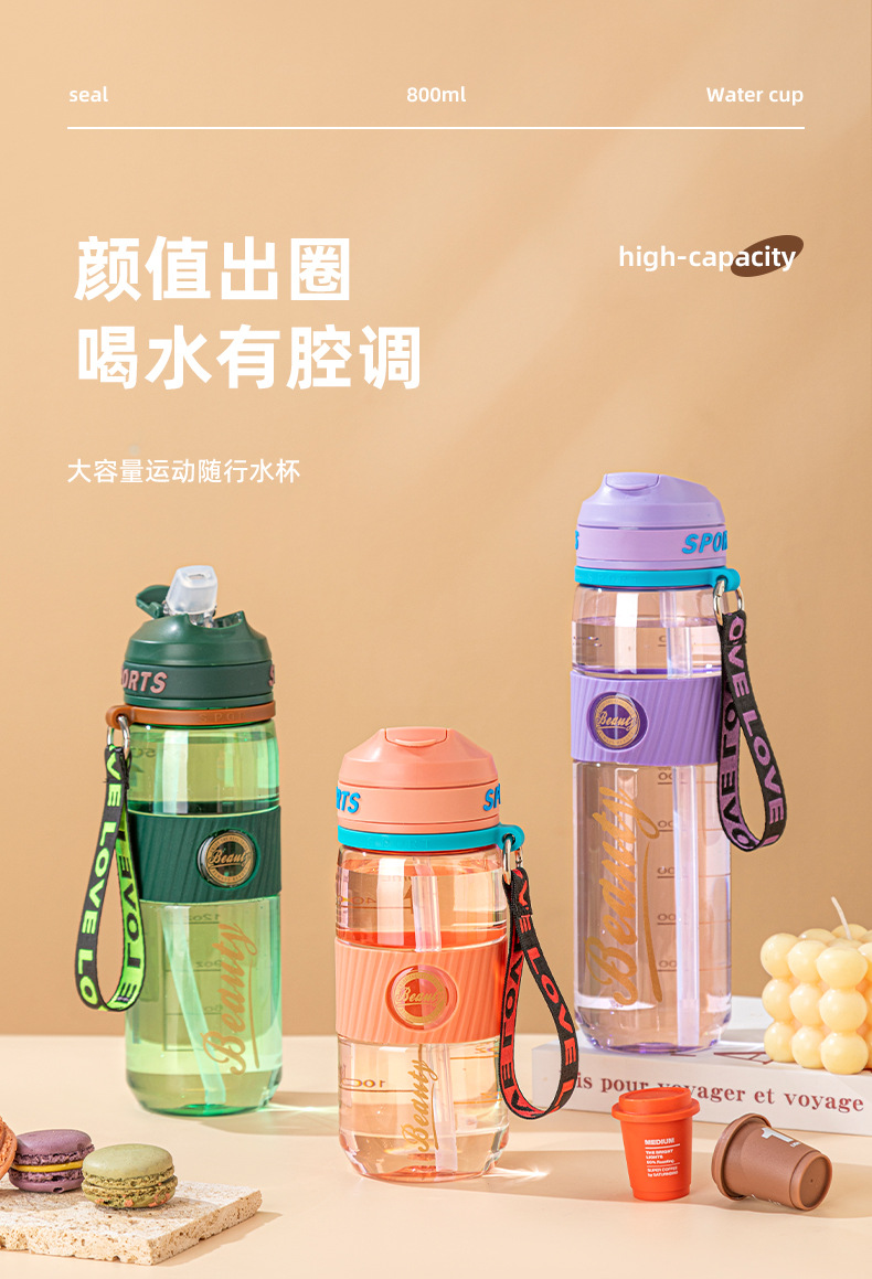 运动水壶夏季学生便携大容量防摔直饮高颜值日用杯具详情1