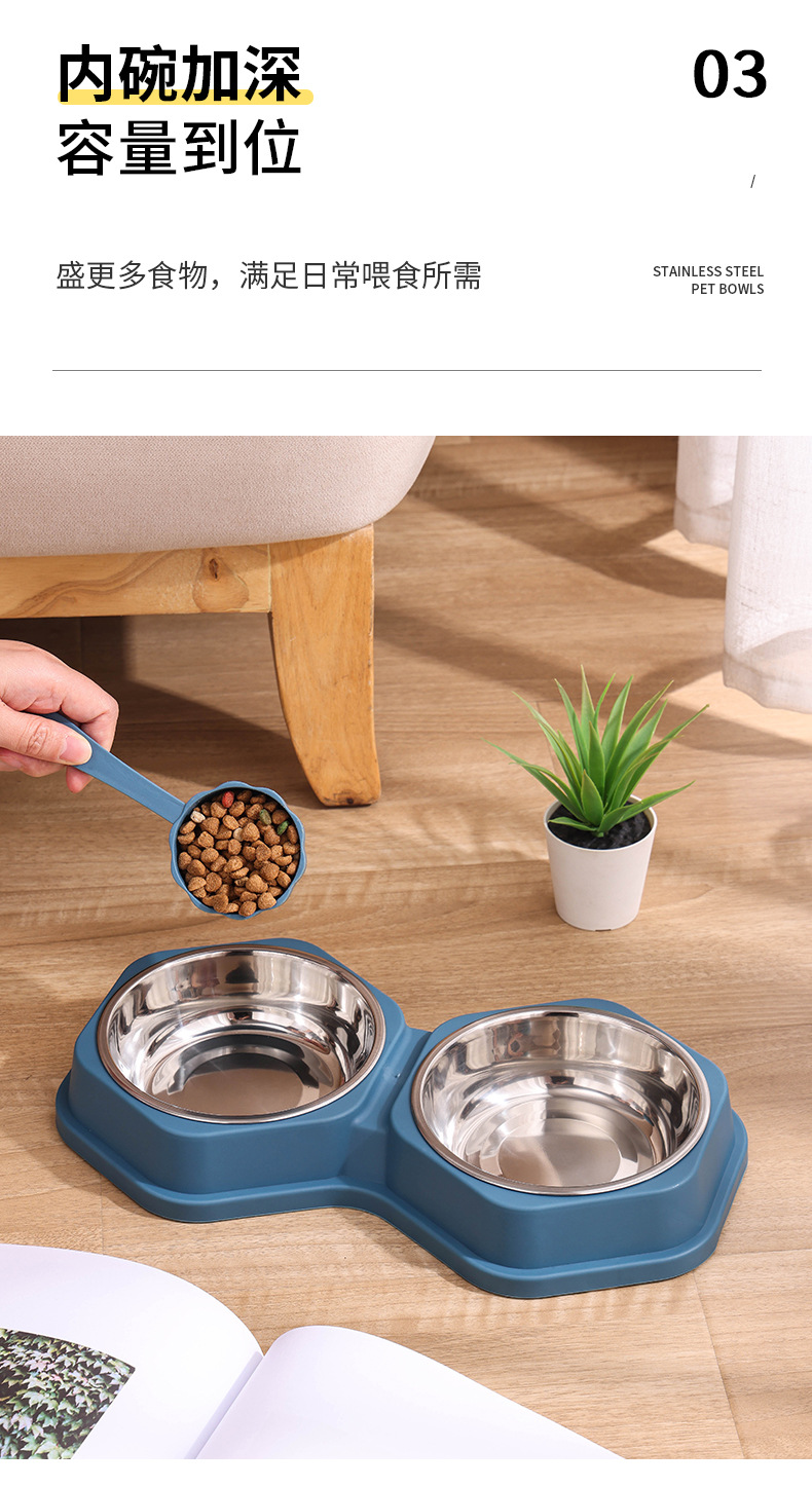 Pet stainless steel dog bowl, feeding water dispenser, double bowl, cat bowl, dog bowl, pet food utensils, cat basin, cat supplies batch pic 9