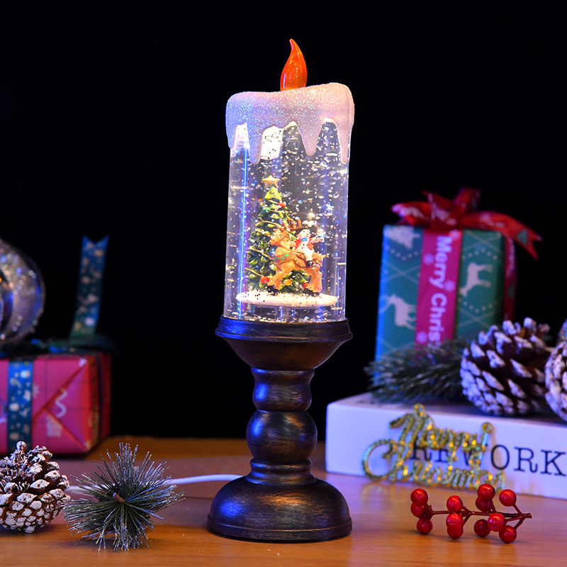圣诞中号注水蜡烛创意小风灯夜灯摆件圣诞礼物圣诞元素内景带音乐详情13