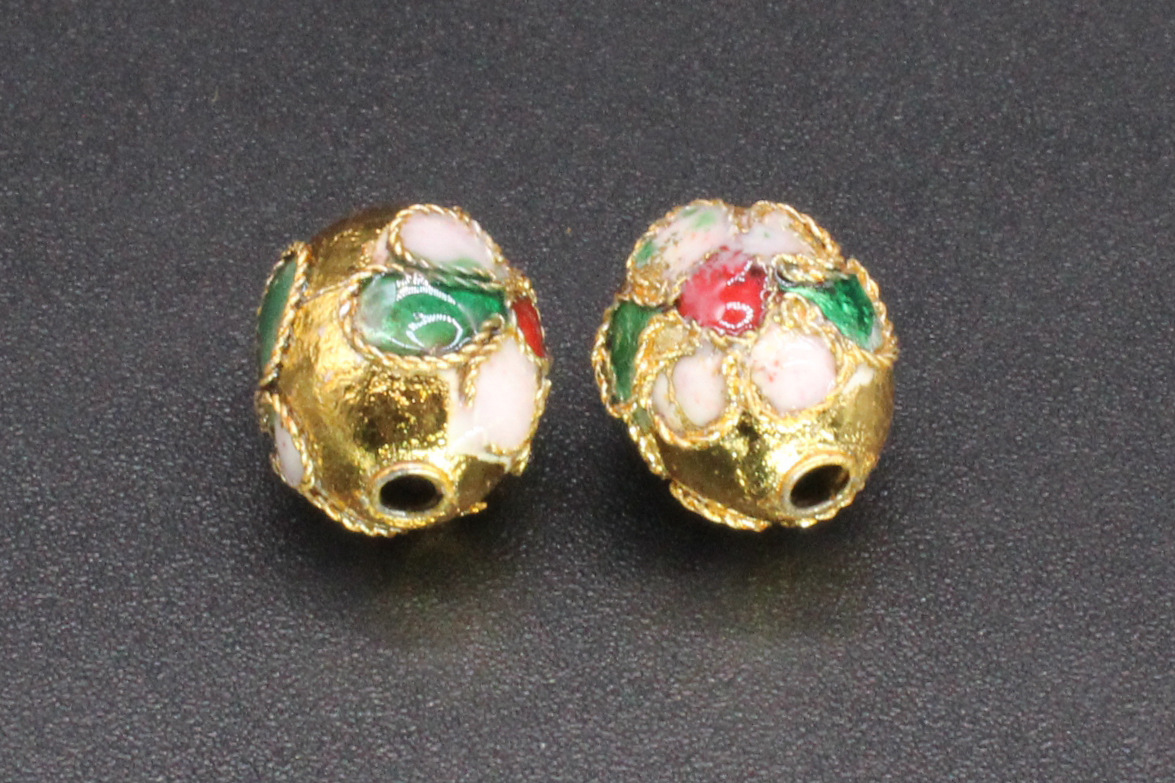 Traditional high-temperature cloisonne enamel flower silver blue DIY jewelry accessories, cloisonne 10*12 egg beads pic 7