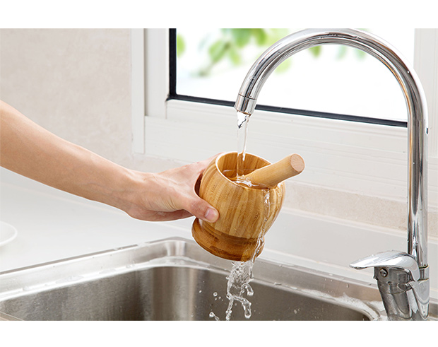 1F13 bamboo garlic mashing jar, kitchen garlic mashing machine, mortar, household small tools, garlic press, large ginger mashing machine, garlic puree machine pic 14