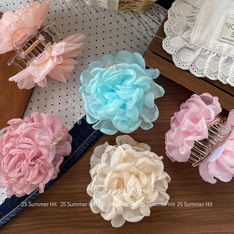 新款韩版甜美花朵抓夹儿童百搭后脑勺夹少女氛围感简约度假风发夹详情5