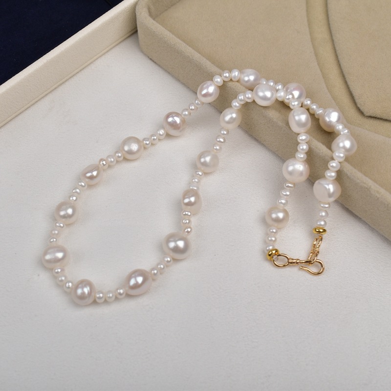 Irregular-shaped Baroque natural freshwater pearl necklace for women, exquisite and simple, irregular collarbone chain necklace pic 11