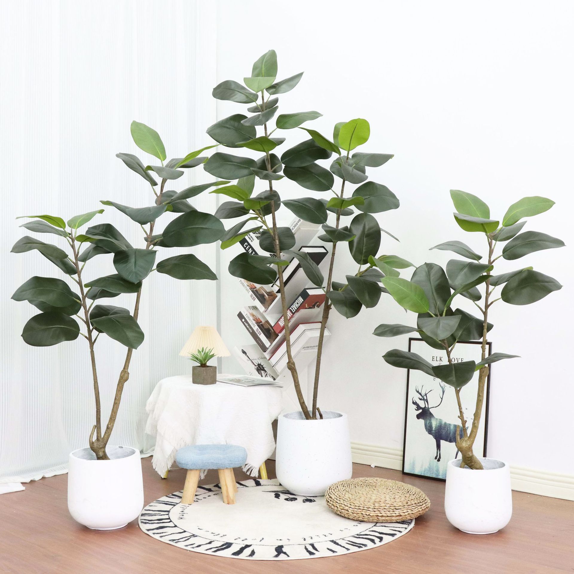 Large indoor living room floor-standing decoration, large-leaf artificial plant ornaments, bonsai, simulated green plants, rubber tree potted plants pic 1