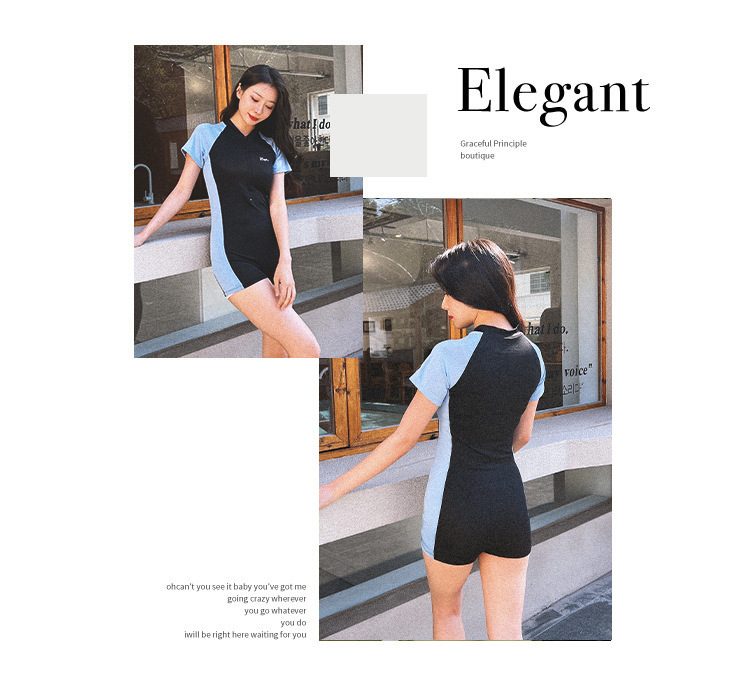 女士泳衣女运动连体平角两件套成人大码保守遮肚裙式学生温泉泳衣详情2