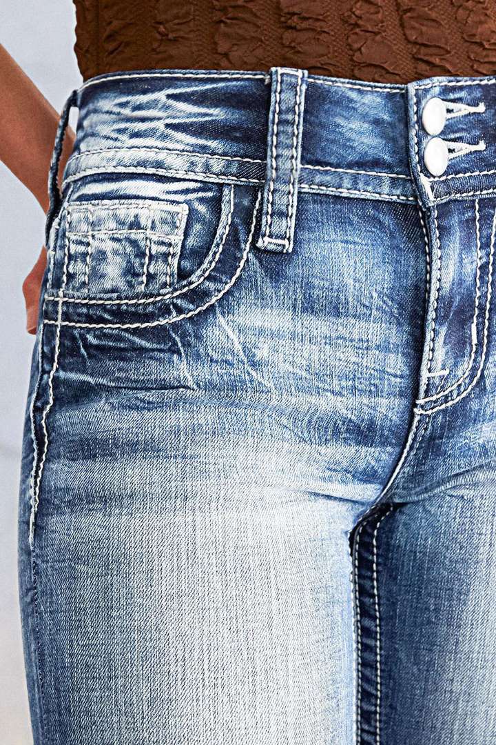 Aliexpress Cross-border Europe and America 2025 Spring New Embroidered jeans for women, high-quality straight-leg slimming stretch pants pic 8