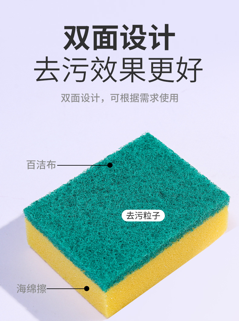 海绵擦钢丝球组合装跨境电商出口双面洗碗海绵百洁擦厨房清洁刷锅详情7