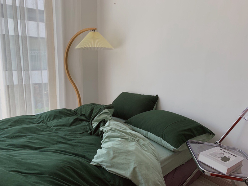 ins Japanese-style solid color all-cotton knitted cotton four-piece set, skin-friendly nude sleeping plain double-layer Indian cotton bed sheet pic 100