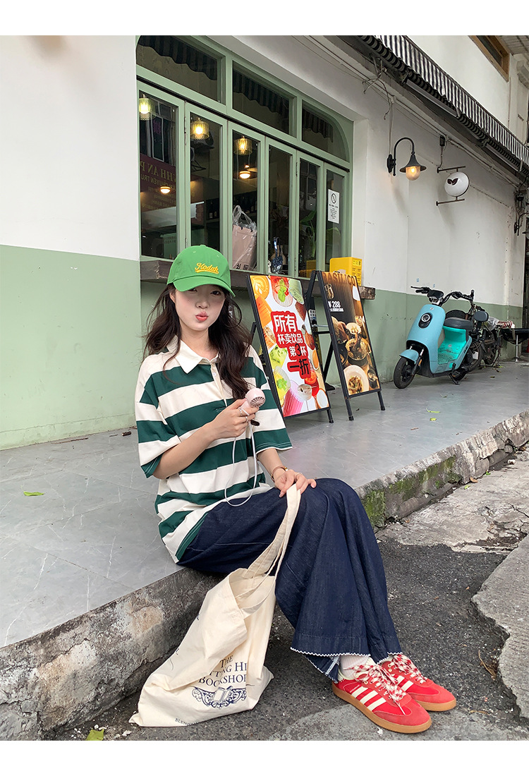 陆小团团复古花边直筒薄牛仔裤2025夏季新款显瘦阔腿小个子裤子女详情60