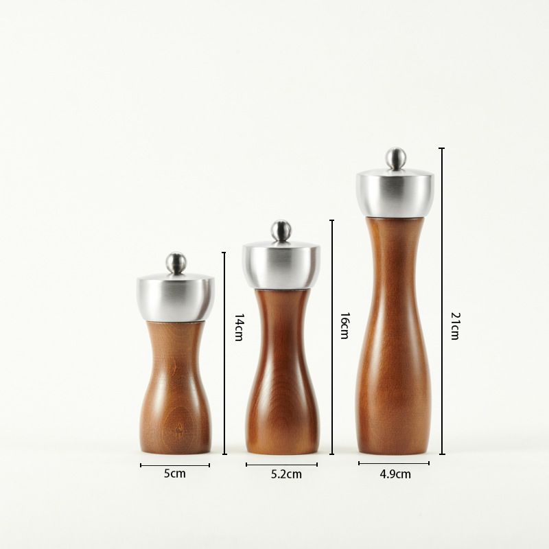 Cross-border Nordic grinder, manual pepper grinder, wooden pepper grinder set, pepper and sea salt grinder available in stock pic 1