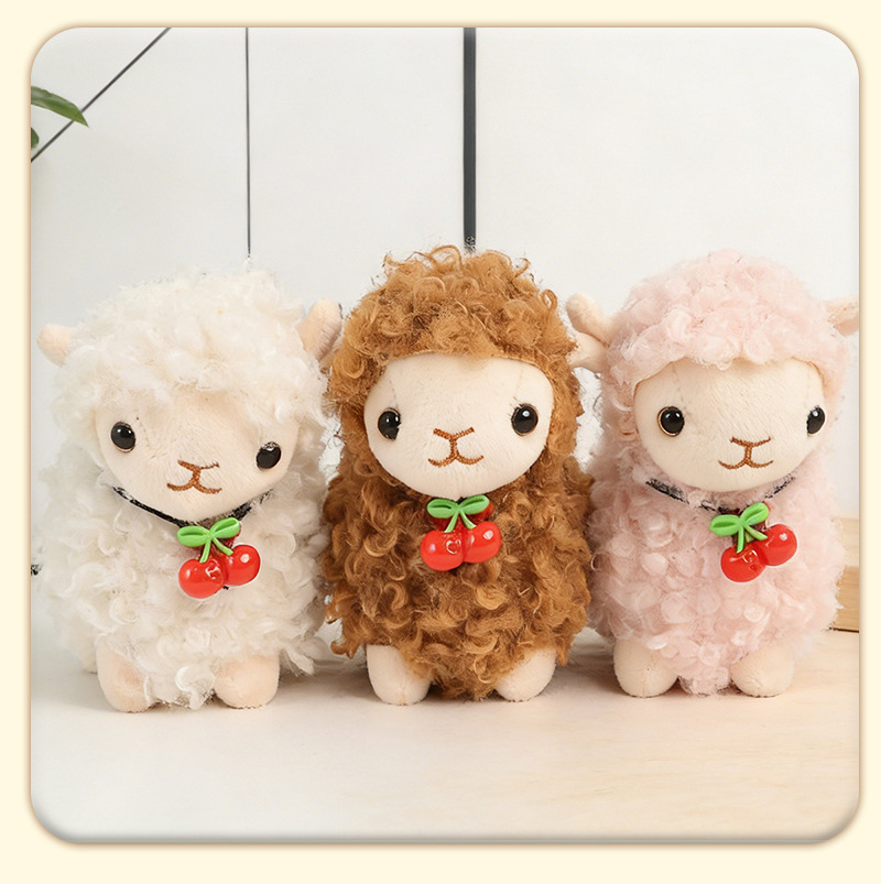 Wholesale of cute cherry alpaca plush dolls, plush toys, throwing dolls, trinkets, bags and pendants pic 5
