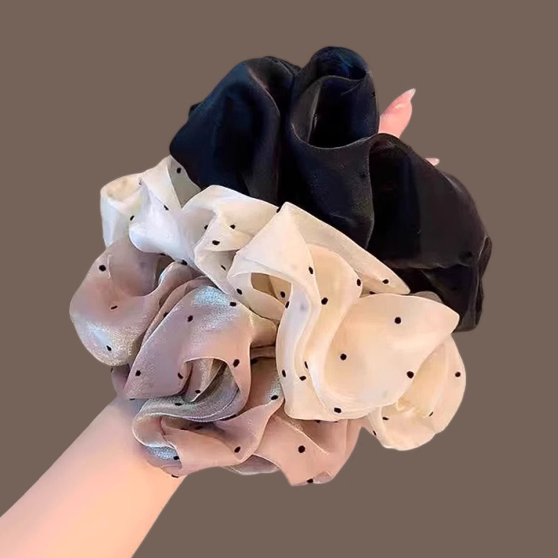 Pearlescent yarn French polka dot hair tie gradient style ponytail circle bun hair accessory new fat intestine hair accessory pic 4