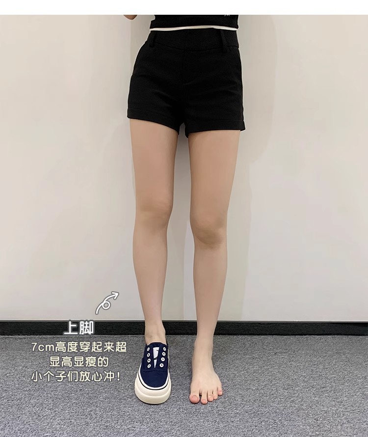 苏茵茵同款隐形增高7cm~懒人休闲厚底乐福单鞋女帆布鞋板鞋详情8