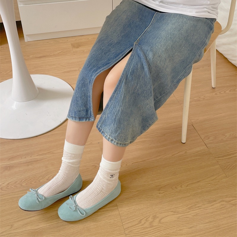 【吊线】夏季薄款女袜蝴蝶结中筒袜透气防臭JK吸汗堆堆袜纯色袜子详情3