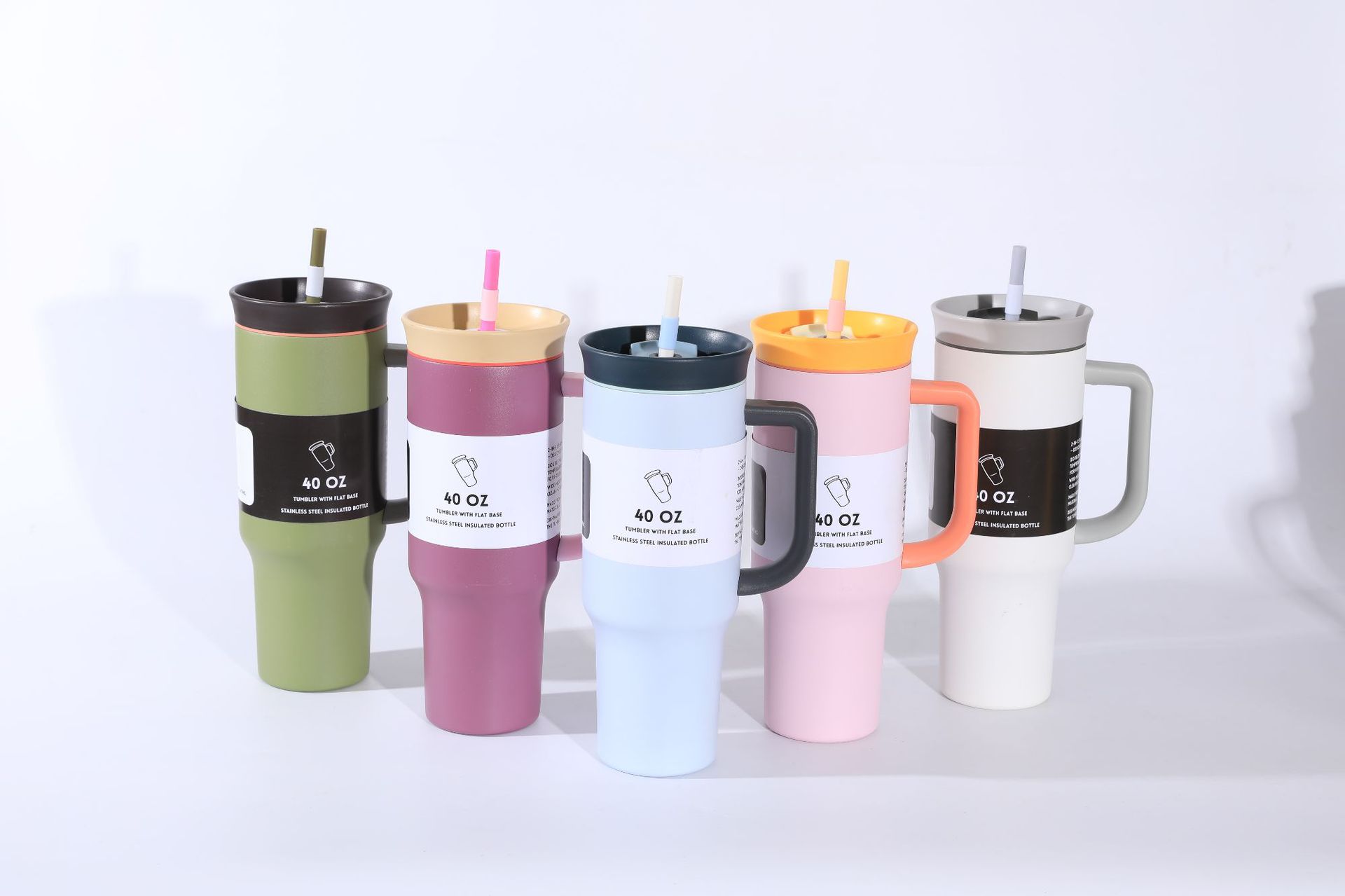 New cross-border 304 stainless steel insulated cup with handle, 40oz large capacity outdoor straw ice cube cup, daily necessities pic 3