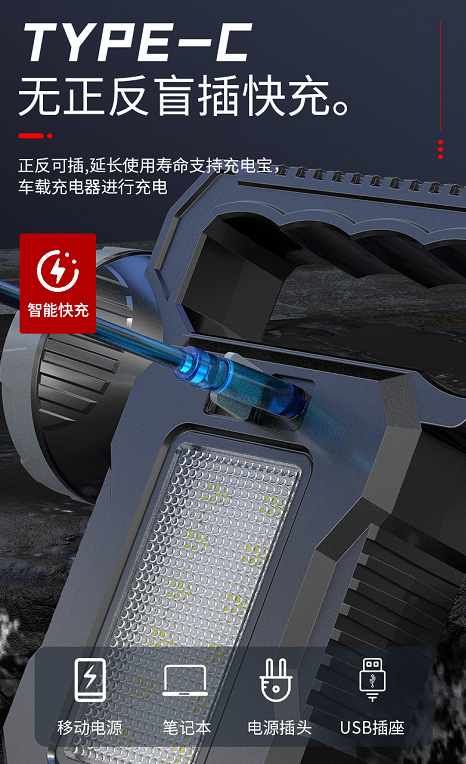 New cross-border large-capacity mobile led hand-held lamp with strong light and fast charging, outdoor solar charging camping lamp pic 13