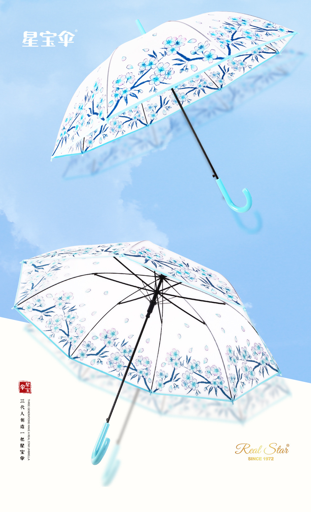 Cross-border automatic ins Japanese new long-handled umbrella, matte, frosted plastic transparent umbrella, jellyfish flower in stock for export pic 10