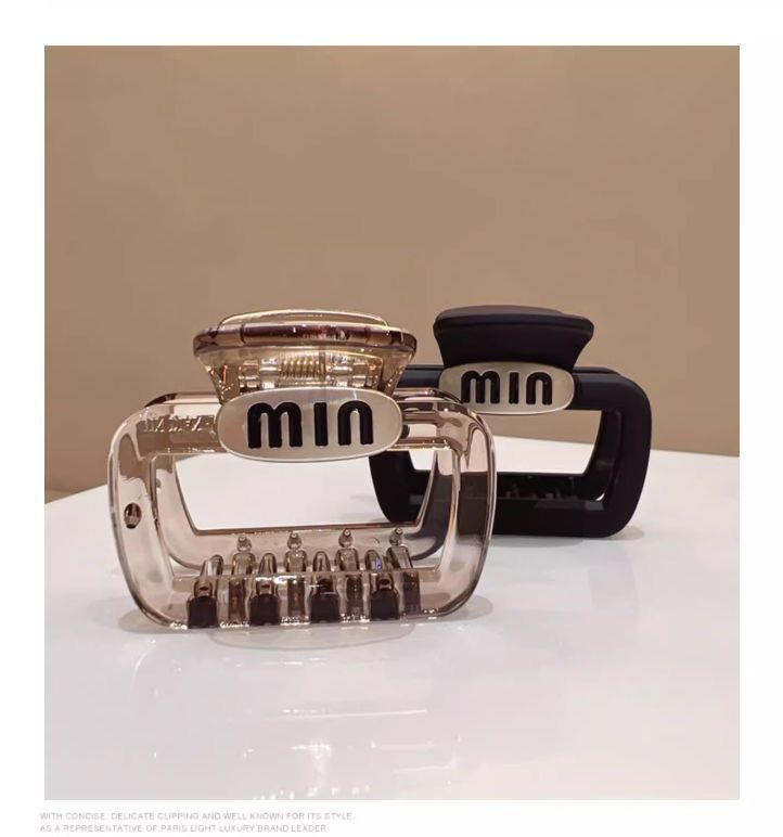 新款简约黑色茶咖色中号马尾抓夹方形半抓韩版蓬松银标发抓ins详情17