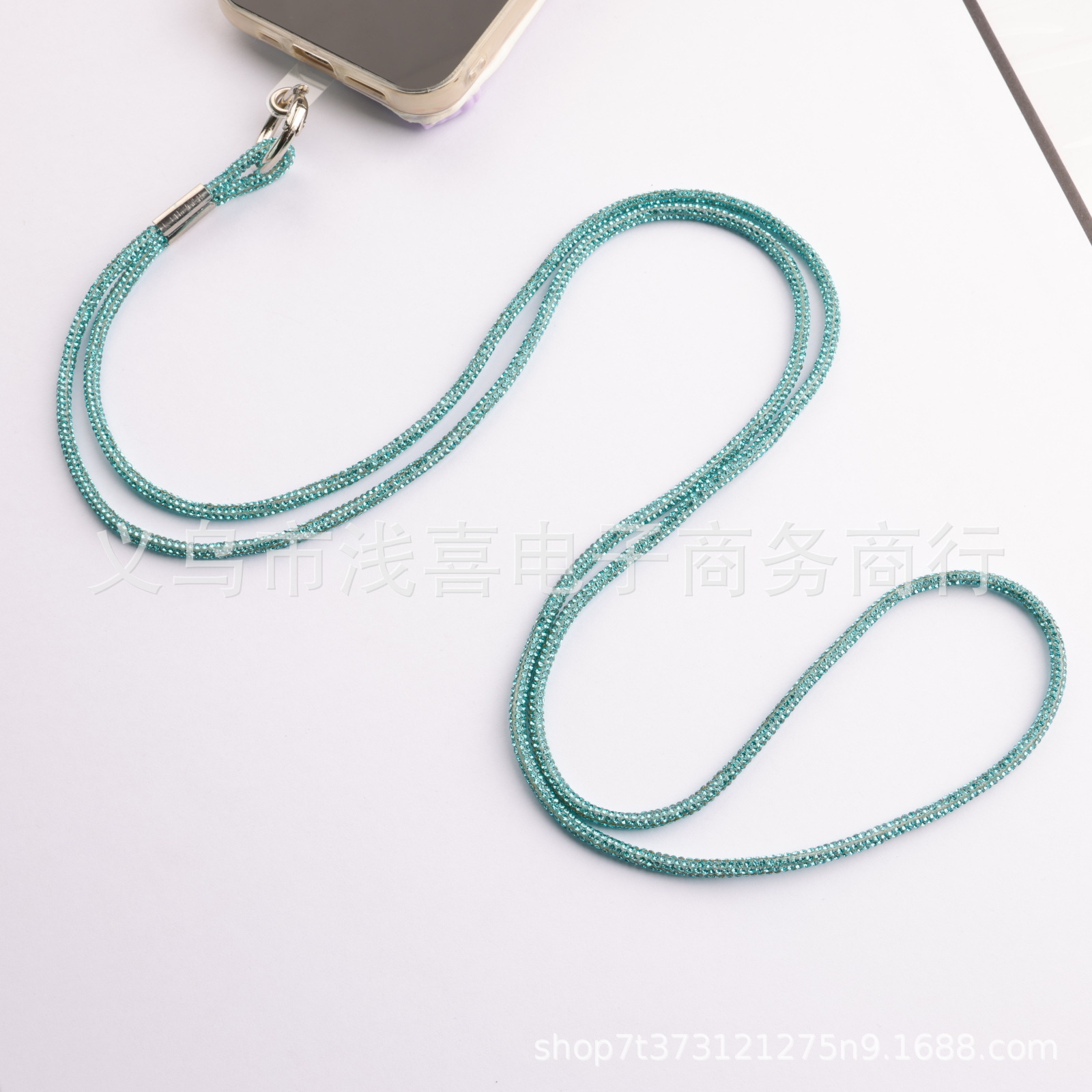 欧美新款手机挂链高级感奢华镶水钻链满闪钻证件吊牌绳手机挂链绳详情12