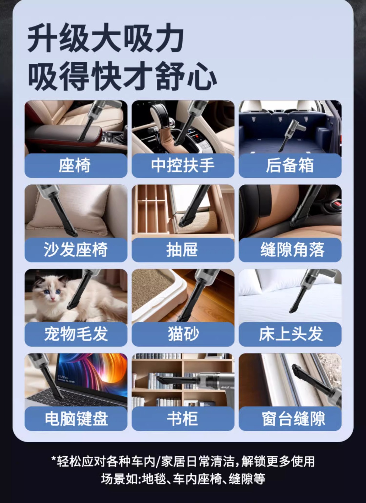 15kpa car vacuum cleaner, mini with strong suction power, brushless handheld, small, dual-purpose for blowing and suction, wireless cross-border grout sealing pic 5