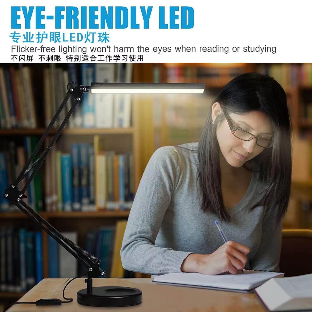 跨境热销学习护眼阅读台灯LED折叠宿舍照明USB长臂桌面电脑夹子灯详情6