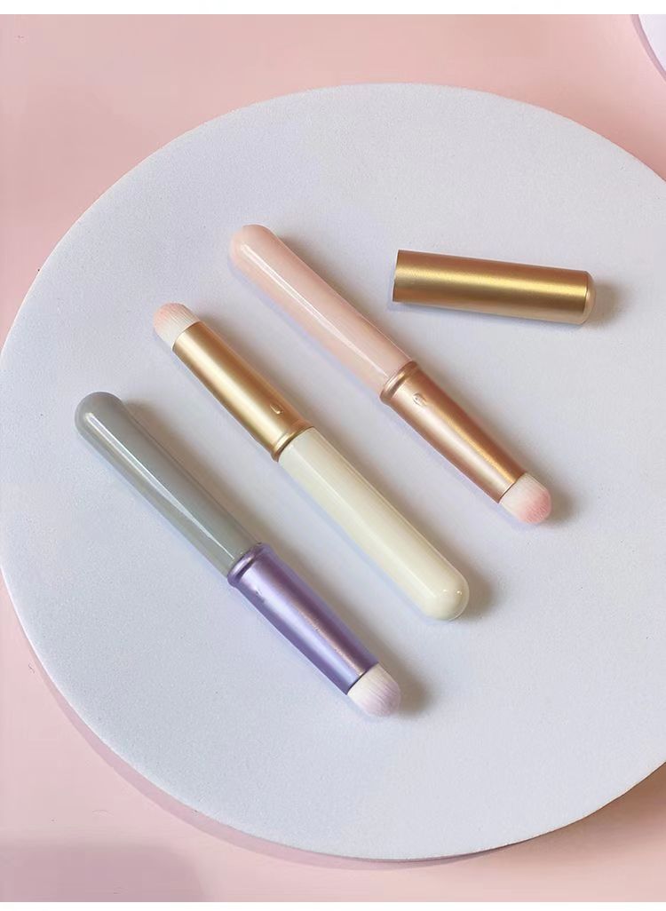 便携化妆刷迷你带盖圆头唇刷晕染刷遮瑕刷唇膏口红刷美妆工具批发详情3