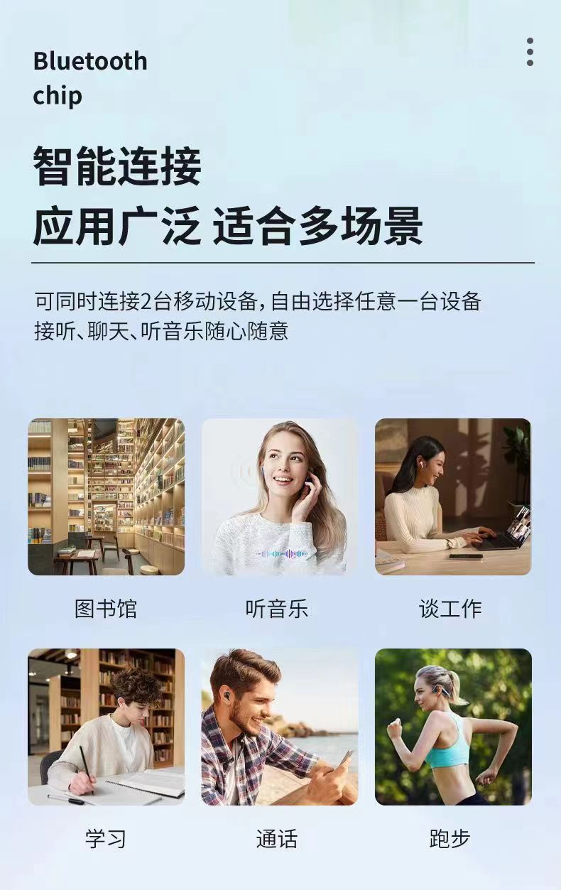 The new open wireless Bluetooth headphones are comfortable to wear without being in the ears. They are suitable for sports, running and gaming, and have an extremely long battery life pic 5
