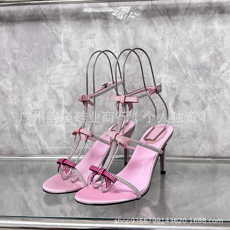 正确版现货R蛇环水钻高跟鞋欧美外贸细跟花朵蝴蝶欧美名媛婚鞋女详情39