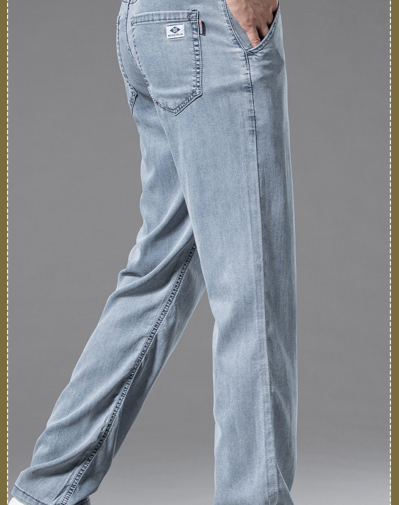 抖音爆款春夏冰丝凉感牛仔裤男宽松直筒长裤新塘高端天丝阔腿裤薄详情14