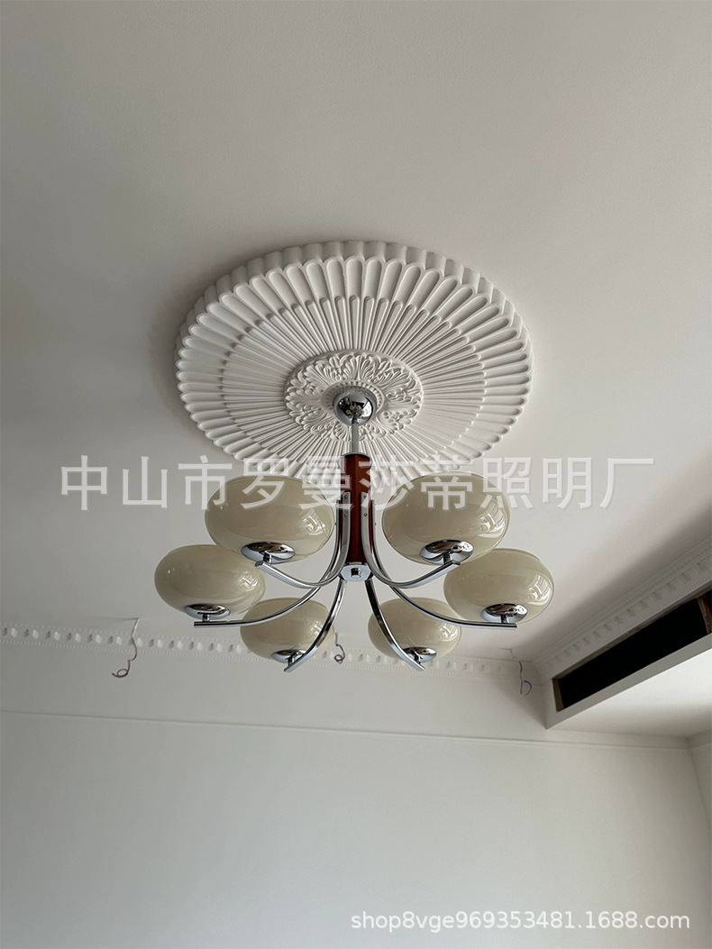 中古北欧实木卧室餐厅吊灯 法式复古原木mcm书房客厅吊灯详情3