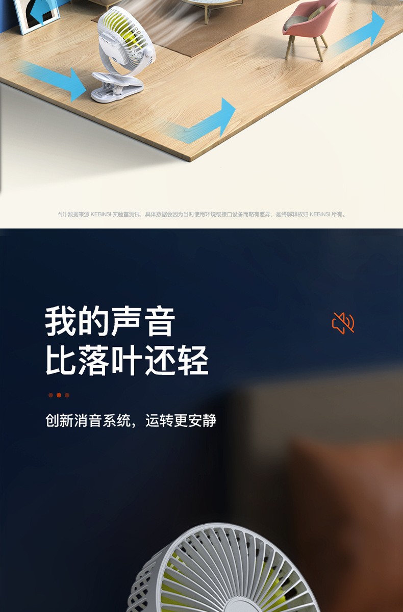 USB风扇大风力迷你便携式6寸超静音无刷桌面小电风扇 夹子式USB小风扇跨境批发风力强劲便携迷你风扇详情11