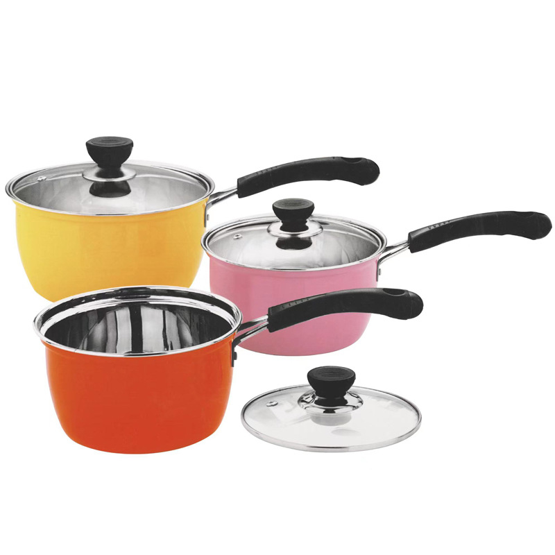 潮州互发外贸不锈钢套锅带盖奶锅汤锅燃气炉通用锅具炊具套装详情1