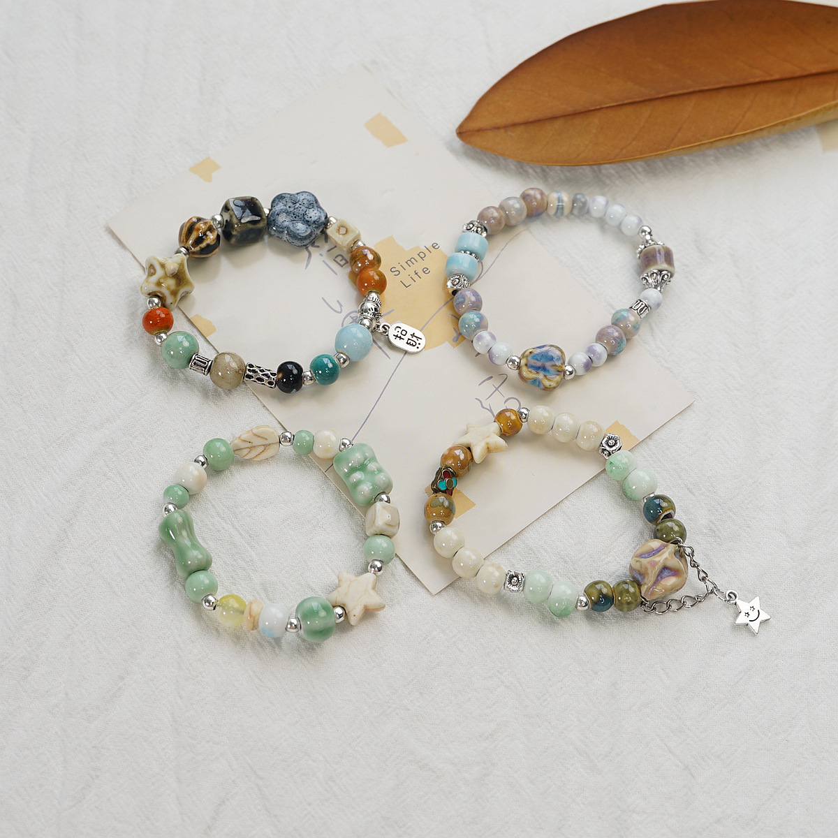 A new Chinese-style single-loop Jingdezhen ceramic bracelet, a touch of celadon ethnic style artistic butterfly fashion bracelet accessory pic 3