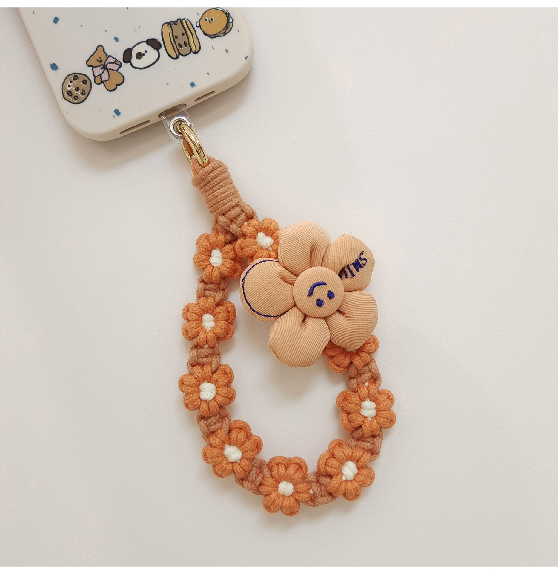 日韩可爱手工编织花朵钥匙扣手机挂件立体花花手腕挂绳手作礼品女详情14