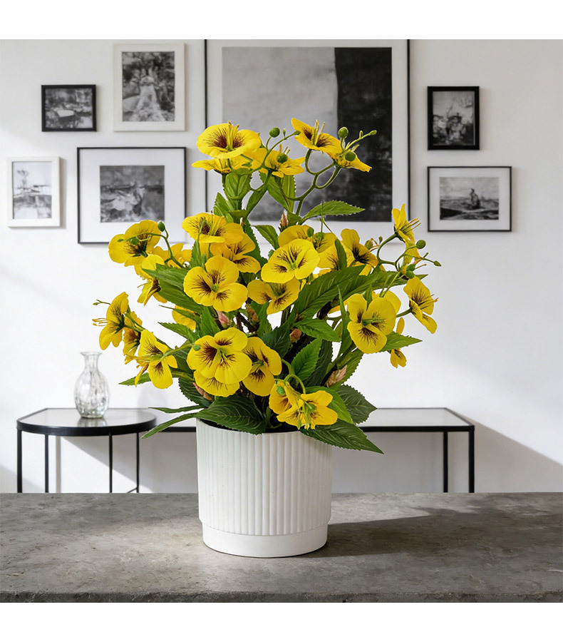 Artificial flowers such as pansies, butterfly flowers and cat face flowers are beautiful and easy to maintain for home living room desktop decoration pic 10