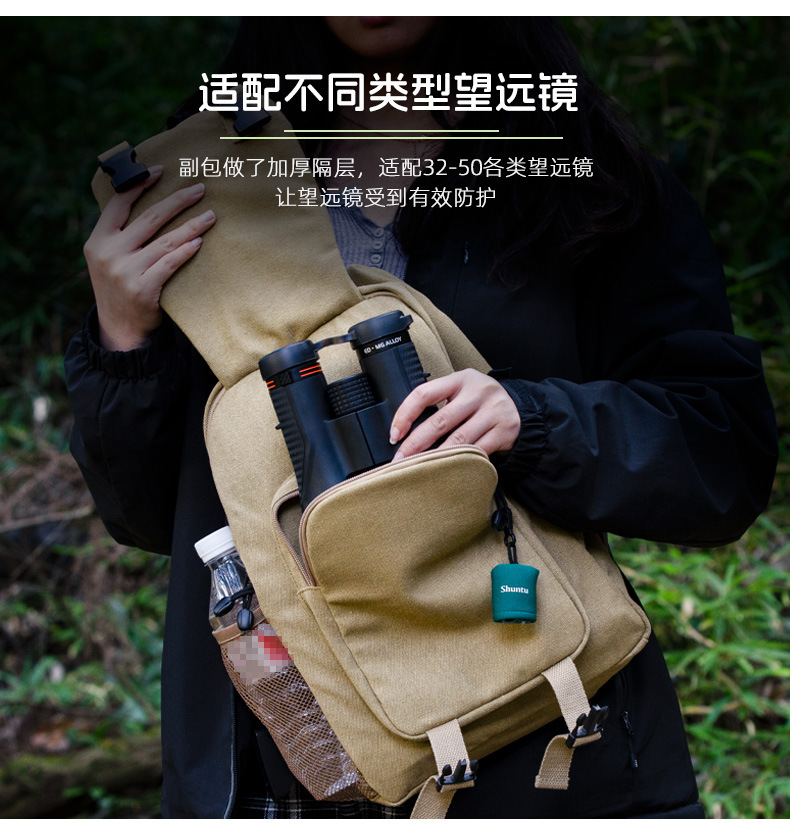 Shengtu Retro large-capacity single-shoulder bag, outdoor casual lightweight backpack, wear-resistant thickened compartment telescope bag pic 6