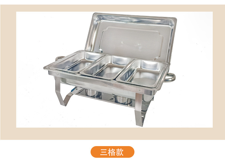 410 stainless steel rectangular thickened household buffet stove, tableware, hotel insulated stove manufacturer wholesale and customization pic 11