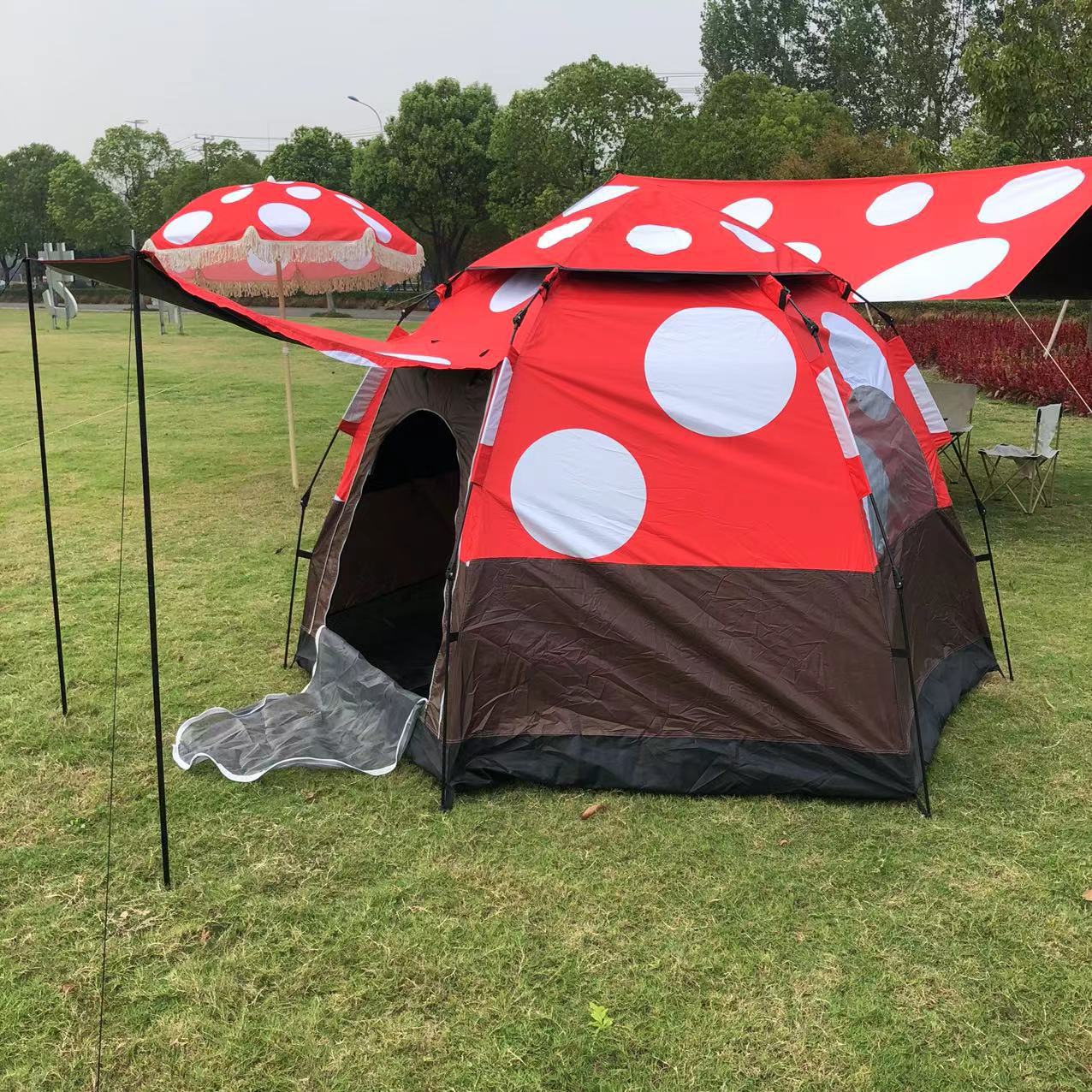 Outdoor mushroom house, hexagonal tent, canopy, sun umbrella, camping, portable folding quick-opening rainproof automatic tent pic 15