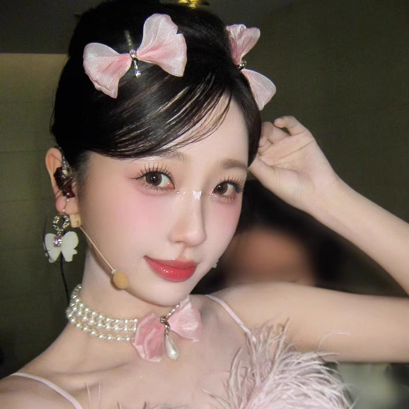 虞书欣同款粉色蝴蝶结发夹高级感精致可爱甜美鸭嘴夹头饰2025新款详情7