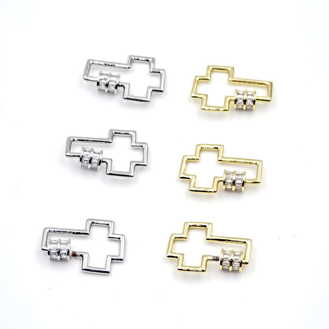 跨境外贸AAA高档锆石心形螺纹扣吊坠微镶铜电镀金多款单吊坠饰品详情10