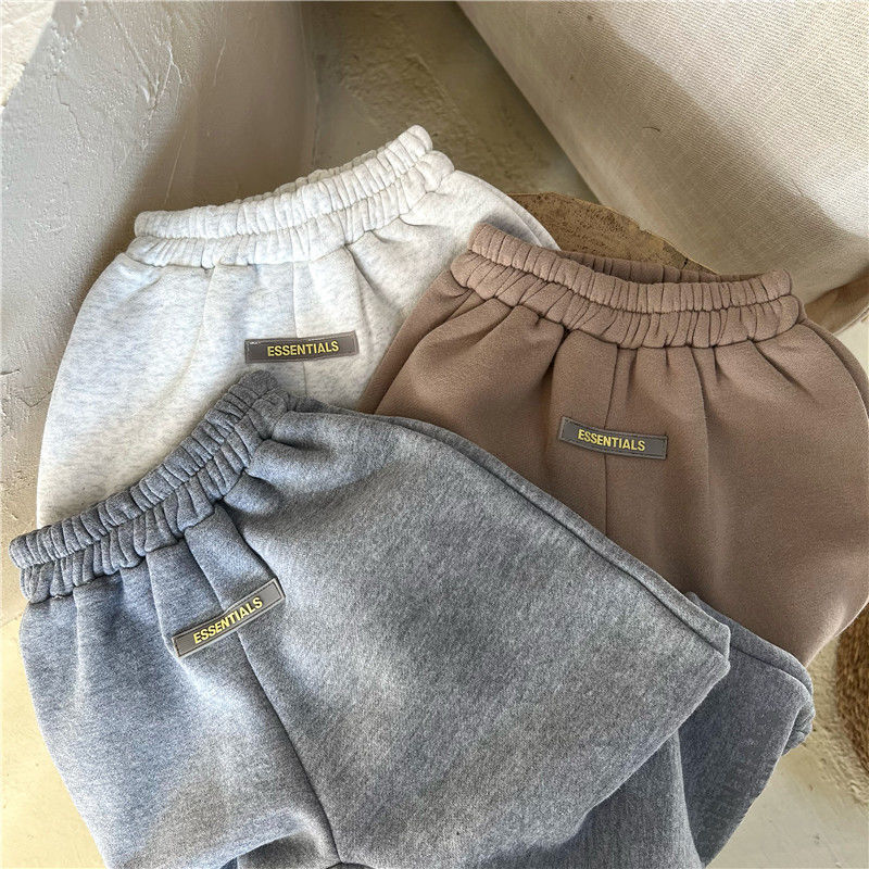 男童女童加绒套装2023秋冬新款字母印花圆领卫衣卫裤宝宝两件套潮详情9