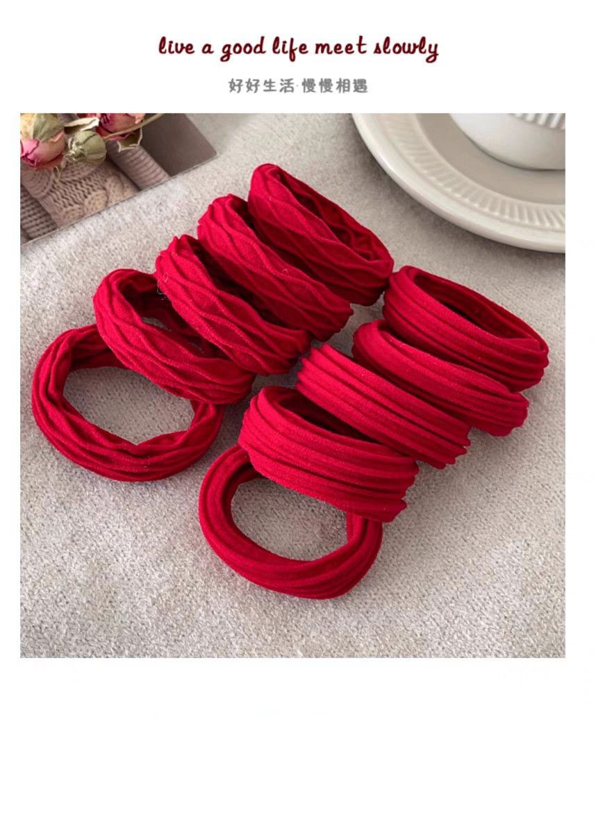 爆款加粗耐用红色头绳成人无接缝马尾发圈高弹力发绳气质皮筋详情1