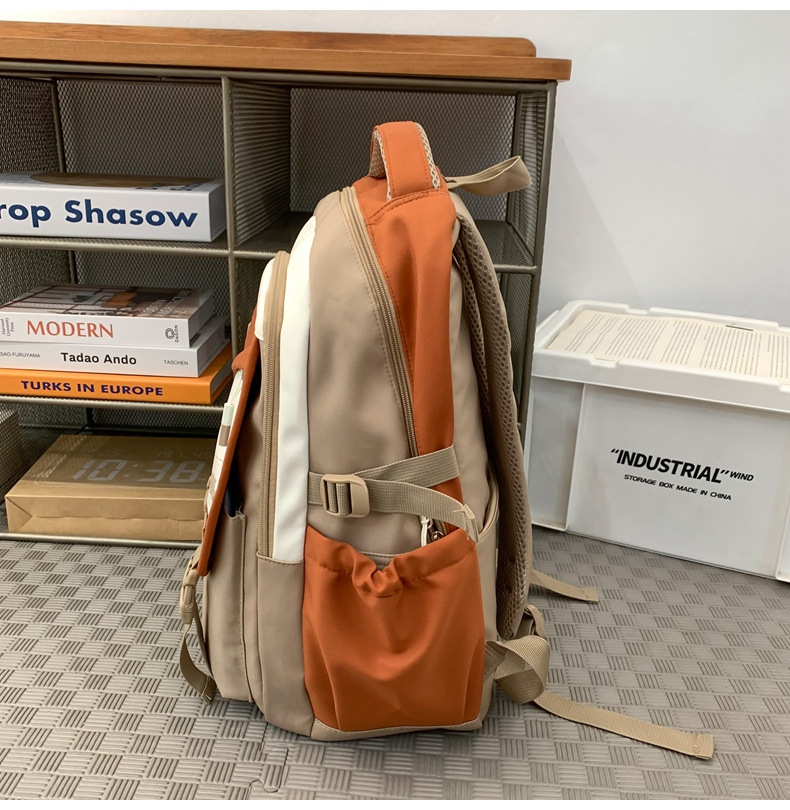 批发跨境双肩包韩版百搭书包撞色大学生高中大容量短途旅行背包详情46